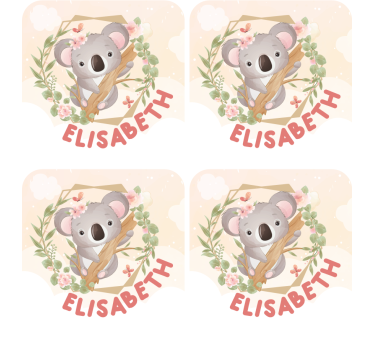 Aranyos koala virágokkal poháralátétek testreszabható - TenStickers