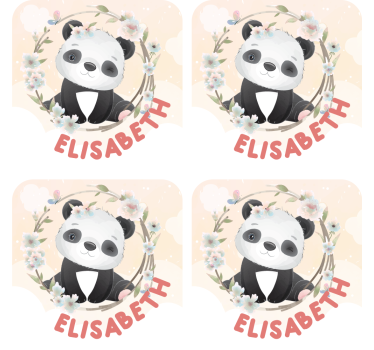 Virágos pandás poháralátétek testreszabható - TenStickers