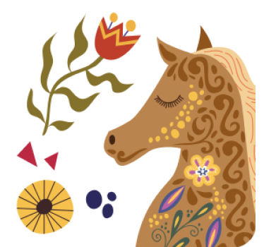 Stilizált lóprofil poháralátétek szörnyszülött - TenStickers
