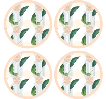 Modern poháralátétek levélgeometrikus mintával - TenStickers