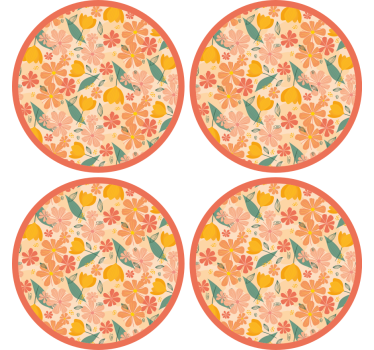 Virágmintás kerek felületű poháralátétek - TenStickers