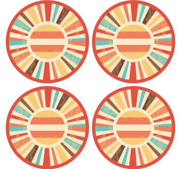 Színes retro napsugarak retro alátétek - TenStickers