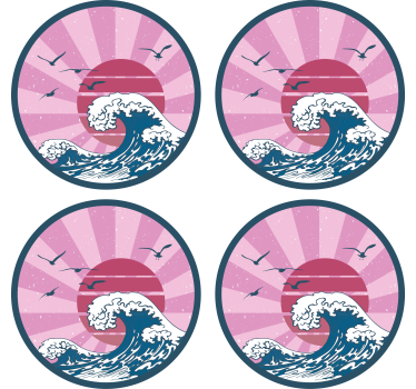 Poháralátétek szörnyszülött retro óceáni hullámokkal - TenStickers