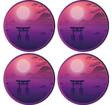 Modern poháralátétek nyugodt naplemente táj - TenStickers