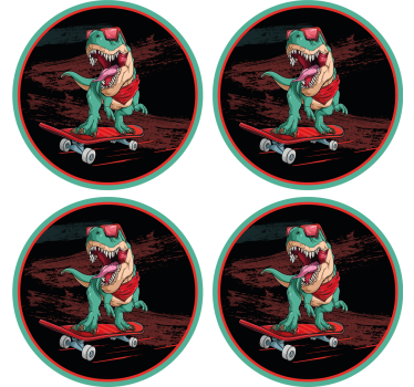 Skateboarding dinosaur graphic poháralátétek szörnyszülött - TenStickers