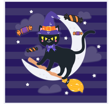 Macskasámán seprűn poháralátétek halloween - TenStickers