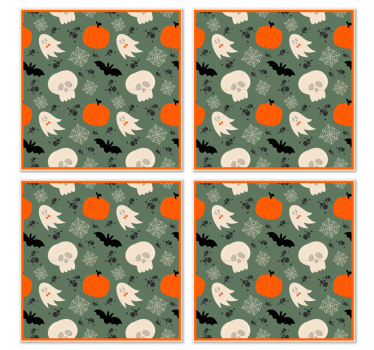 Sütőtök, szellemek és pókok minta halloween poháralátét - TenStickers