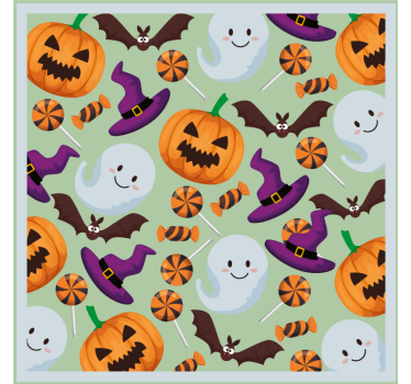 Rajzfilm szellemek és kalapokkal minta halloween poháralátét - TenStickers