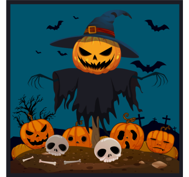 Poháralátétek halloween - madárijesztő tökjelenet - TenStickers