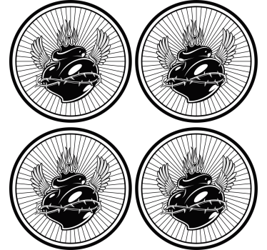 Szárnyas szív tövisekkel poháralátétek szörnyszülött - TenStickers