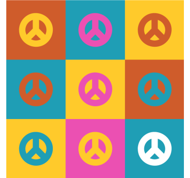 Colorblock béke szimbólumok minta retro alátétek - TenStickers