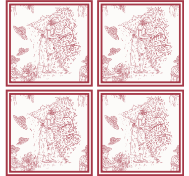 Francia vintage mintás piros retro alátétek - TenStickers
