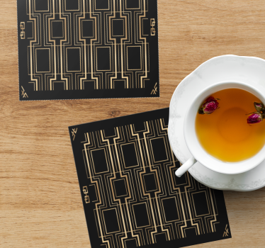 Arany és fekete deco mintás modern ital poháralátét - TenStickers