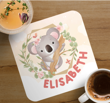 Aranyos koala virágokkal poháralátétek testreszabható - TenStickers
