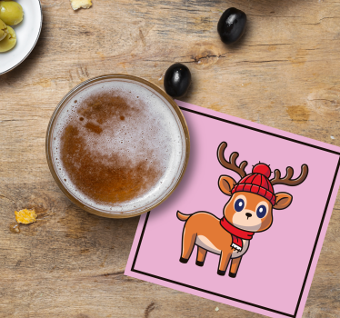 Aranyos rénszarvas sállal poháralátétek halloween - TenStickers