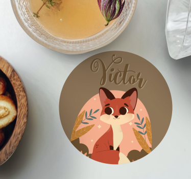 Aranyos róka fiúnak személyre szabott sörpárnákkal - TenStickers