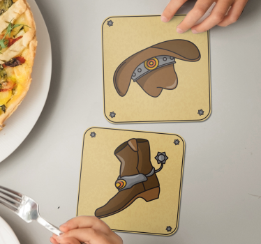 Cowboy kalap és csizma poháralátétek szörnyszülött - TenStickers