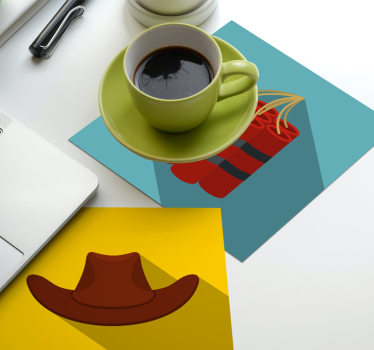 Cowboy kalap és dinamittal poháralátétek szörnyszülött - TenStickers