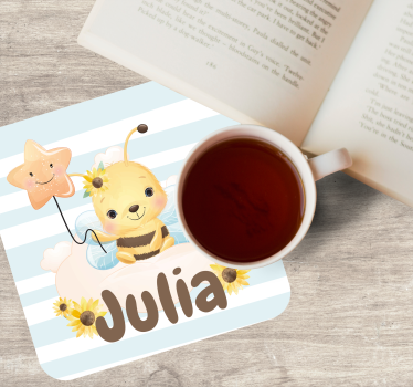 Cuki méhecske csillaggal - testreszabható poháralátétek - TenStickers