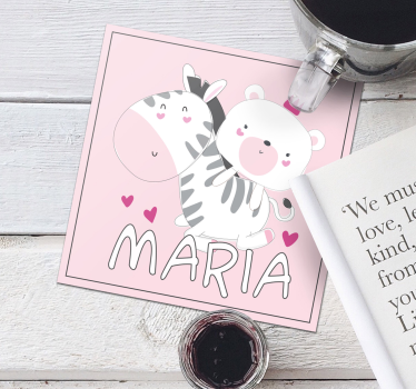 Cuki zebra medve duó poháralátétek testreszabható - TenStickers
