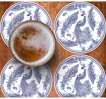 Delftware páva cserép alátét - TenStickers