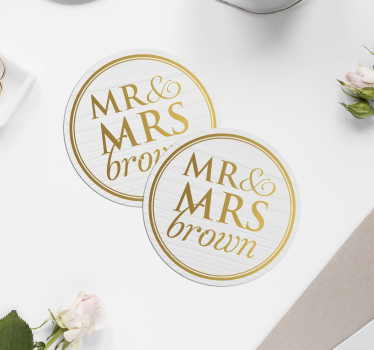 Elegáns mr & mrs esküvőkhöz testreszabható alátét kedvezmények - TenStickers