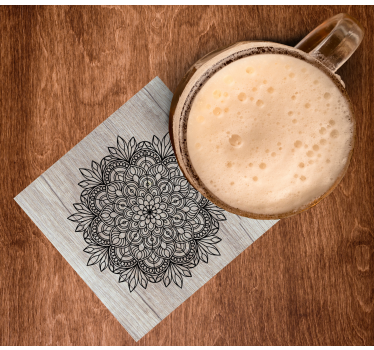 Fekete mandala a fa cserép alátéten - TenStickers