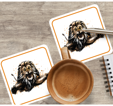 Fierce lion illusztráció - poháralátétek szüret - TenStickers