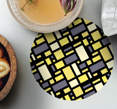 Geometrikus sárga és szürke minta poháralátétek - TenStickers