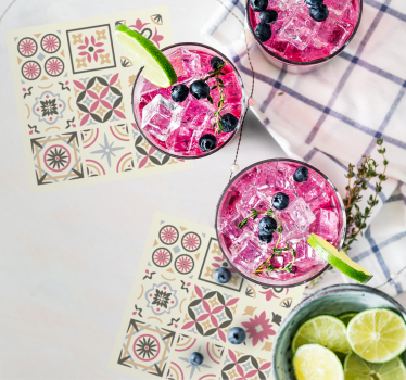 Geometrikus virágmotívum poháralátétek csempék - TenStickers