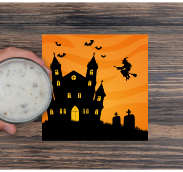 Halloween-i kísértetház sziluett poháralátétek - TenStickers