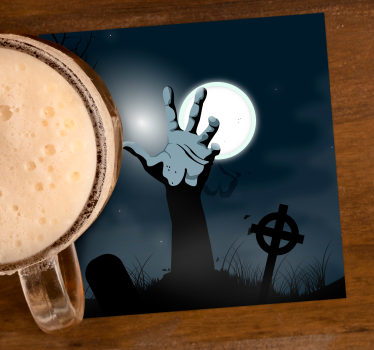 Halloweeni poháralátétek rémisztő sírkerti kéz - TenStickers