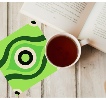 Hullámos zöld minta poháralátétek - TenStickers