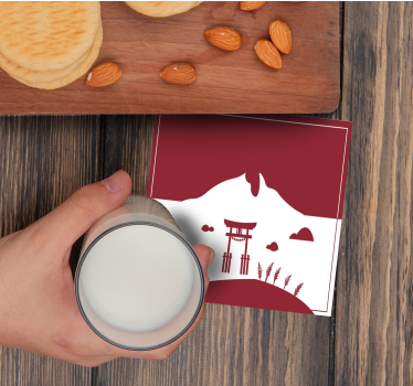 Japán szerkezet tó és hegyek modern ital alátét - TenStickers