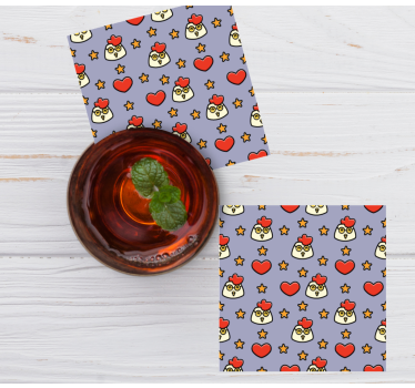 Játékos csirkefejek poháralátétek szörnyszülött - TenStickers