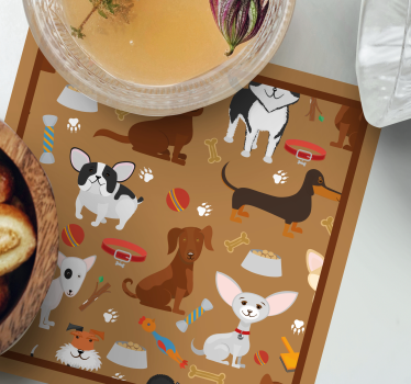 Játékos kutyaillusztrációk poháralátétek modern - TenStickers