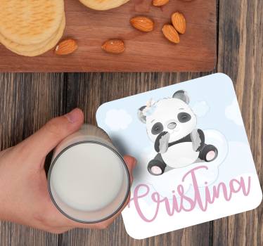 Kedves panda karakter - poháralátétek testreszabható - TenStickers