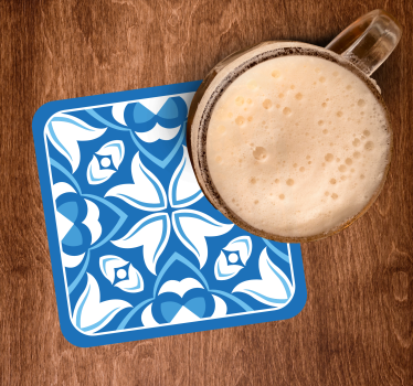Kék virágmintás poháralátétek - TenStickers