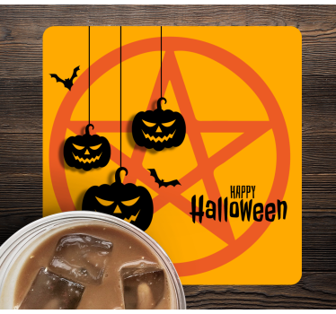 Kísérteties sütőtök motívum poháralátétek halloween - TenStickers
