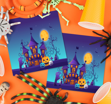 Kísérteties temető denevérekkel és sütőtökkel halloween poháralát - TenStickers