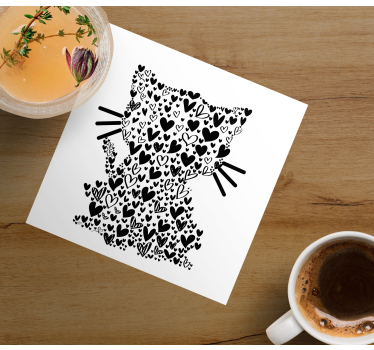 Macska szív modern ital alátét - TenStickers