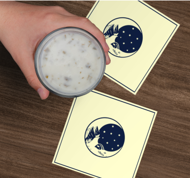 Modern poháralátétek hegyi éjszakai tájjal - TenStickers