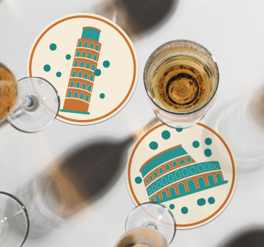 Modern poháralátétek ikonikus olasz nevezetességekkel - TenStickers
