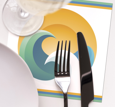 Modern poháralátétek naplementés hullámokkal - TenStickers