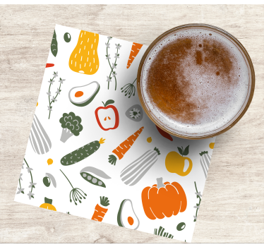 Modern poháralátétek színes zöldségmintával - TenStickers