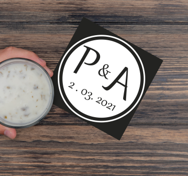 Monogram kezdeti pár poháralátétek testreszabható - TenStickers