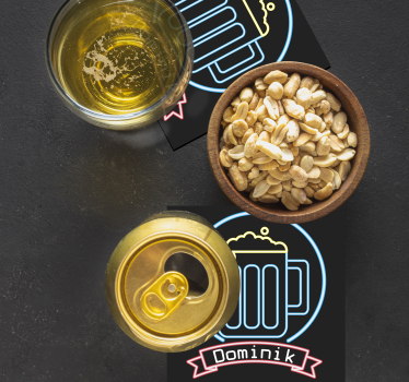 Neon sör névvel medve poháralátétekkel - TenStickers
