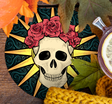 Női koponya rózsa halloween poháralátét - TenStickers