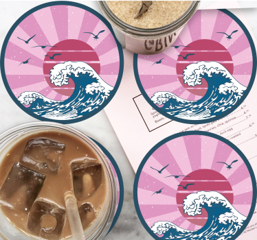 Poháralátétek szörnyszülött retro óceáni hullámokkal - TenStickers