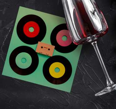 Poháralátétek szörnyszülött - retro vinyl lemez szett - TenStickers